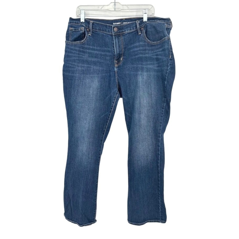 Old Navy Curvy Profile‎ Jeans Women 18 Blue Mid-Rise Bootcut Stretch Denim